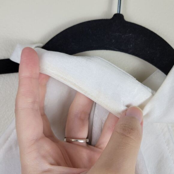 Show Me Your Mumu Solid White Kaitlin  Ruffle Tie Neck Mini Dress - Picture 9 of 12